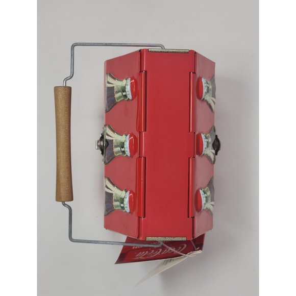 Small Tin Coca Cola LunchboxLunchPail Opens And Closes On Both Sides Wood Handle - Picture 6 of 12